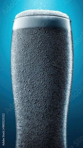 Obraz Dark Beer With Abundant Bubbles In Tall Glass Macro Studio Shot