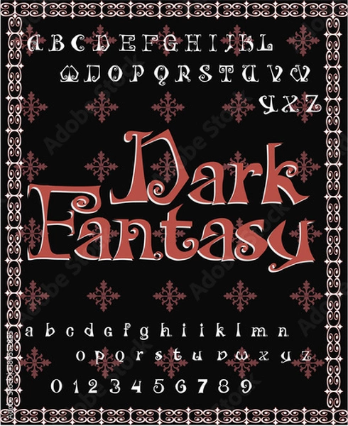 Fototapeta Font Dark Fantasy - Red Gothic Font