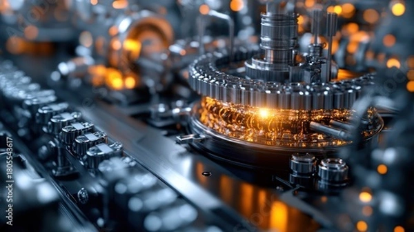 Obraz Futuristic Industrial Machine with Glowing Components