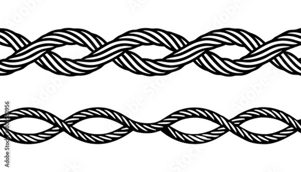 Fototapeta Twisted Rope Comparison – Dense and Loosely Braided Cord Designs for Crafting and Engineering Use