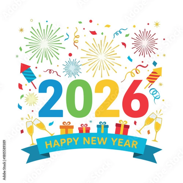 Fototapeta 2026 New Year set, happy New Year 2026 number collection