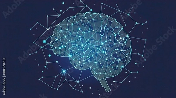 Fototapeta AI Brain Logo, a sleek and modern digital design featuring artificial intelligence elements, neural network patterns, and intelligent mind symbolism, ideal for tech companies, innovation brands, digit