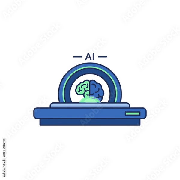 Obraz Futuristic machine with glowing brain symbolizing artificial intelligence.