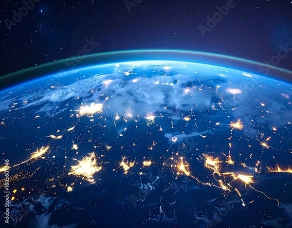 Obraz Night Lights A Stunning Aerial View of Earth from Space in Ultra-Realistic 8K HDR