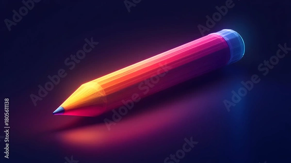 Fototapeta Colorful Pixel Art Pencil on Dark Background