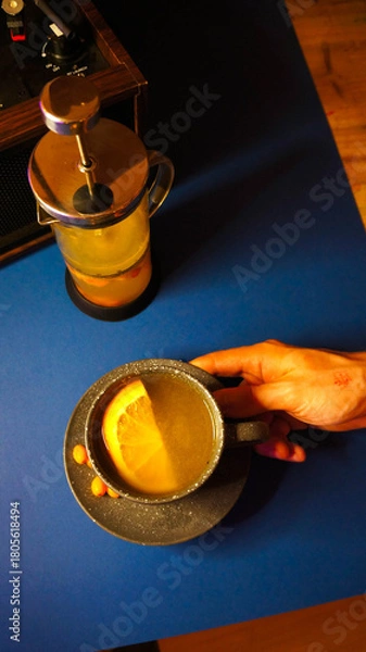 Obraz tea mud with orange slice