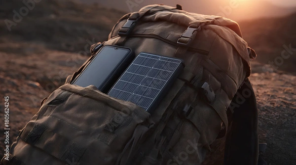 Fototapeta Solar Backpack, Hiking Gear, Renewable Tech