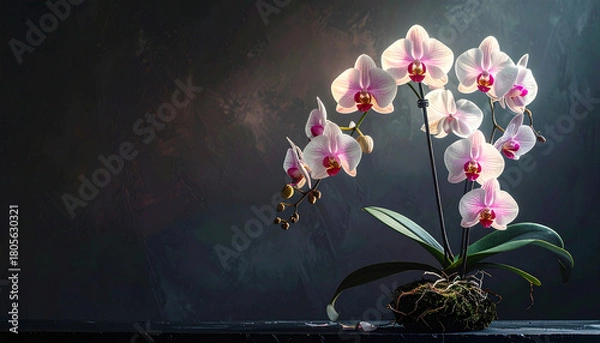 Fototapeta Dramatic Dark Orchid Tree with Negative Space Ai Generated