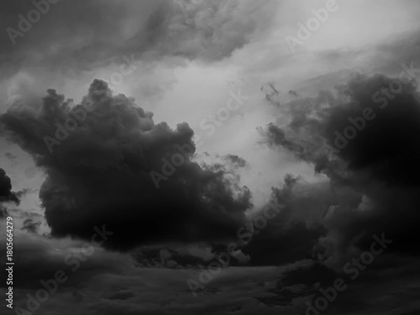 Fototapeta Cloud storm sky dark rain lightning thunder stormy typhoon nature light scene rainy atmosphere damage effect carbon dioxide dust air pollution 2.5 Pm, texture nature windstorm weather skyscape.