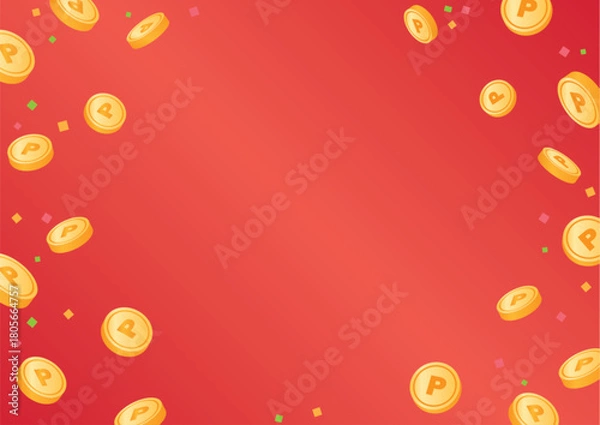 Obraz 散らばるコインの背景素材