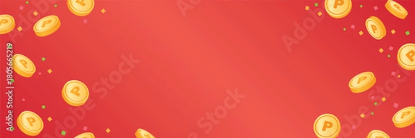 Obraz 散らばるコインの背景素材