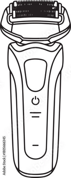 Obraz Electric shaver vector outline illustration for personal grooming and hygiene products.