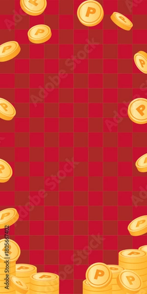 Obraz 市松模様のコイン山分け背景