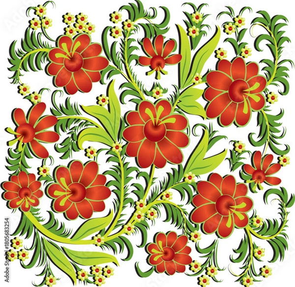 Obraz Seamless orange flower pattern with curved stem