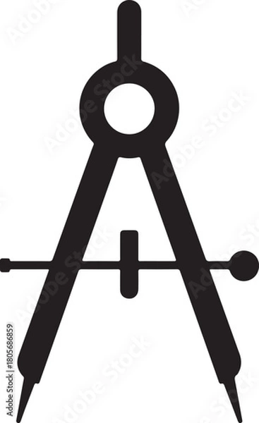Obraz Mathematical drawing compass vector silhouette for school supplies and engineering equipment.