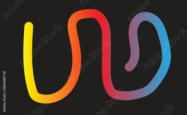 Obraz Colorful gradient line art on a black background creates a modern and abstract design element
