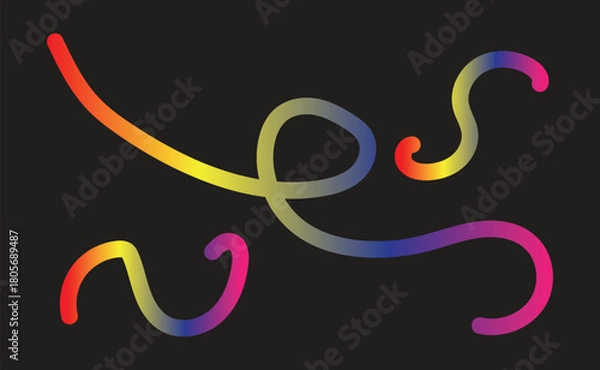 Obraz Colorful gradient lines on a black background create a vibrant and modern abstract design
