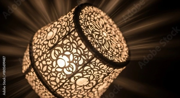 Fototapeta Intricate Laser Cut Wooden Lamp Shade Design.
