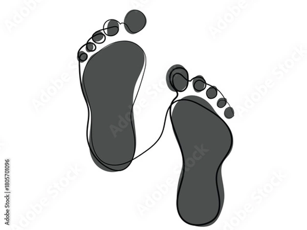 Obraz Footprints in a continuous line pattern