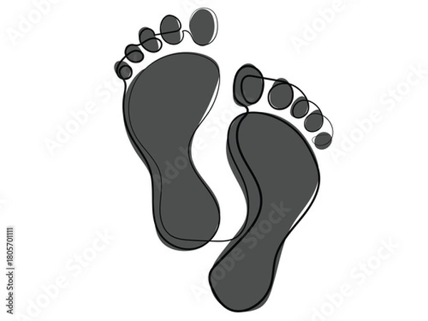 Obraz Footprints in a continuous line pattern