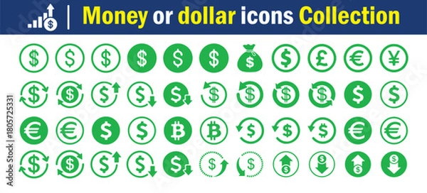 Fototapeta Dollar and Finance Symbol Set. Money coin isolated.. Internet money icons pack in checkerboard. Vector Illustration