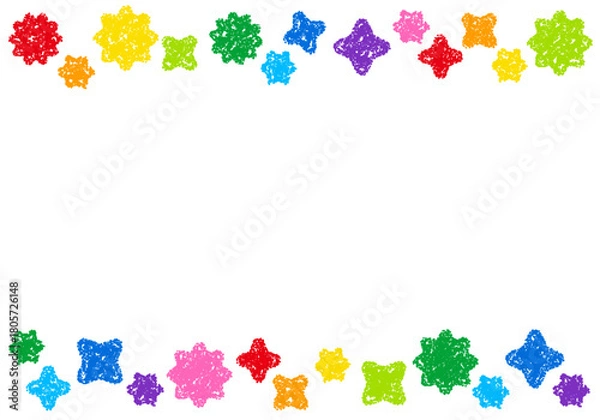 Obraz 手描きのクレヨン素材　背景　キラキラしたフレーム