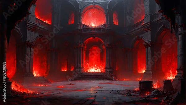 Obraz A Grim Hallway in a Dungeon