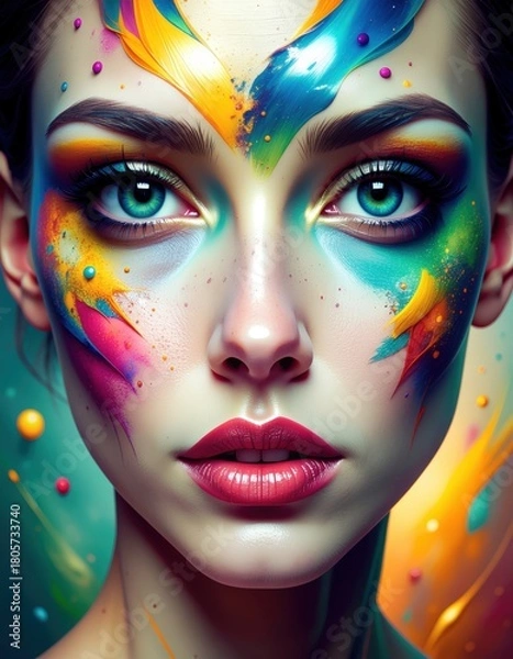 Fototapeta AI Art Generation: Abstract Portrait with Algorithm