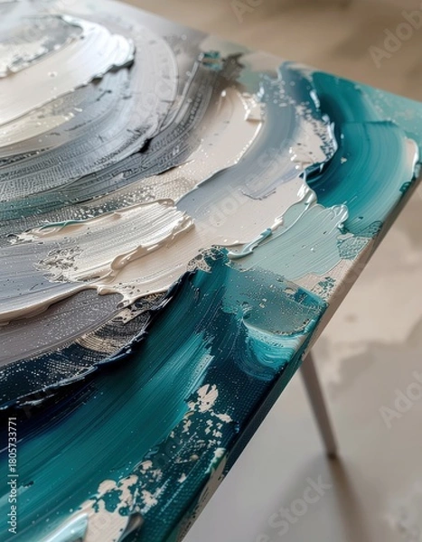 Fototapeta AI Art Generation - Digital Canvas with Abstract Painting