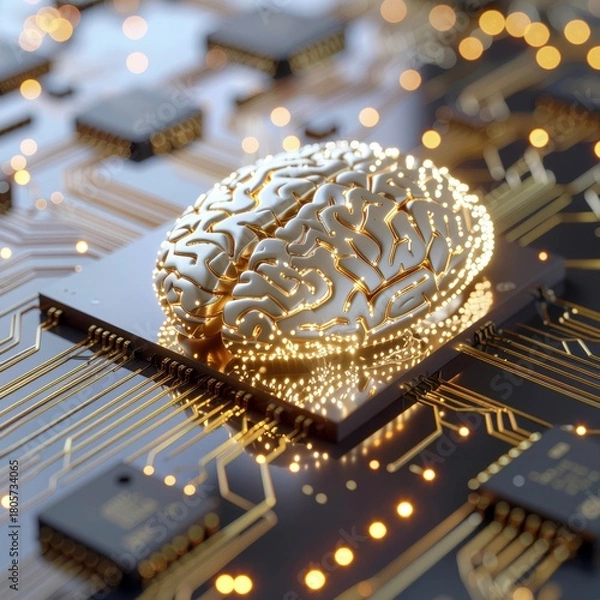 Fototapeta AI Brain Concept: Circuit Board Texture