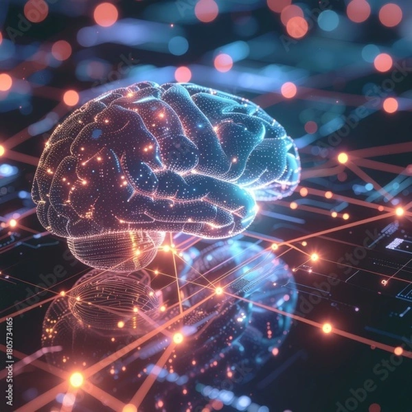Fototapeta Neural Interface Connection to AI Core