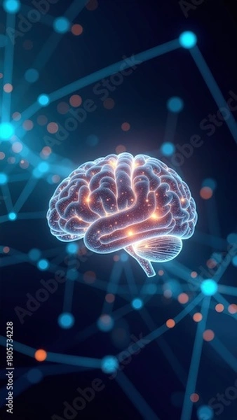 Fototapeta AI Neural Network Visualization - 3D Abstract