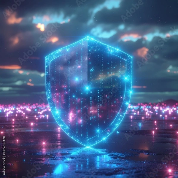 Obraz AI Cybersecurity Shield: Digital Data Protection