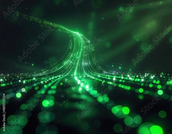 Fototapeta Data Stream Flowing Through AI Code Matrix