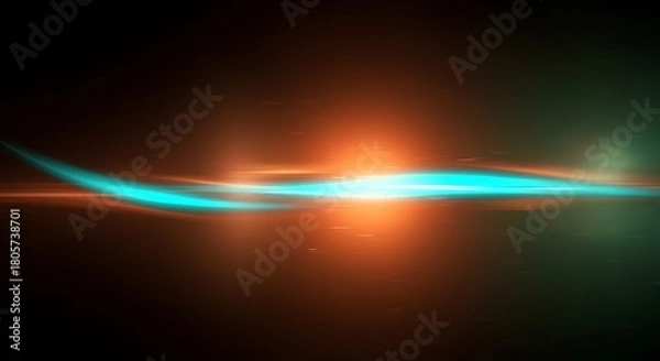 Obraz Abstract Horizontal Light Streaks with Orange and Teal Glows and Sparks image photo