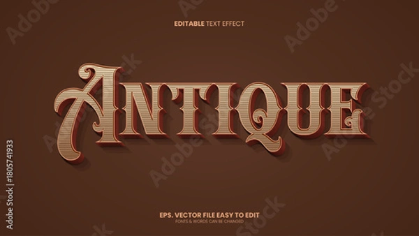 Fototapeta Antique 3d editable text effect, victorian style