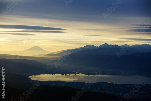 Fototapeta 高ボッチと夜明け