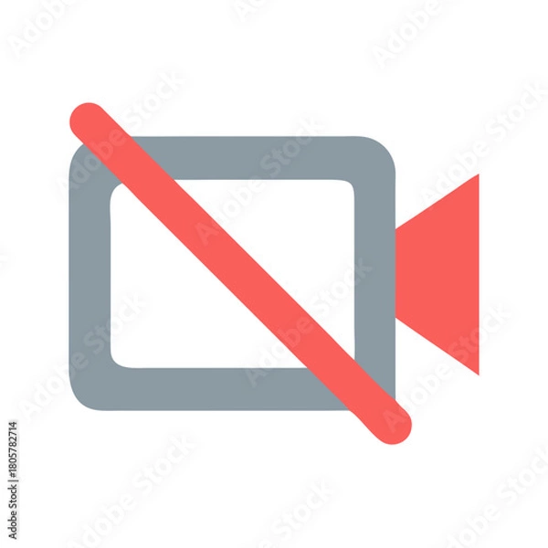 Fototapeta Video Camera Icon with Muted Symbol on Black Background