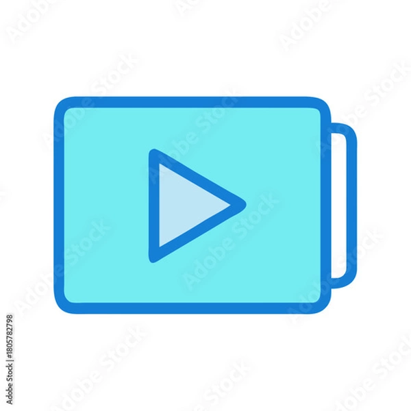 Fototapeta Simple blue video icon with play button element graphic