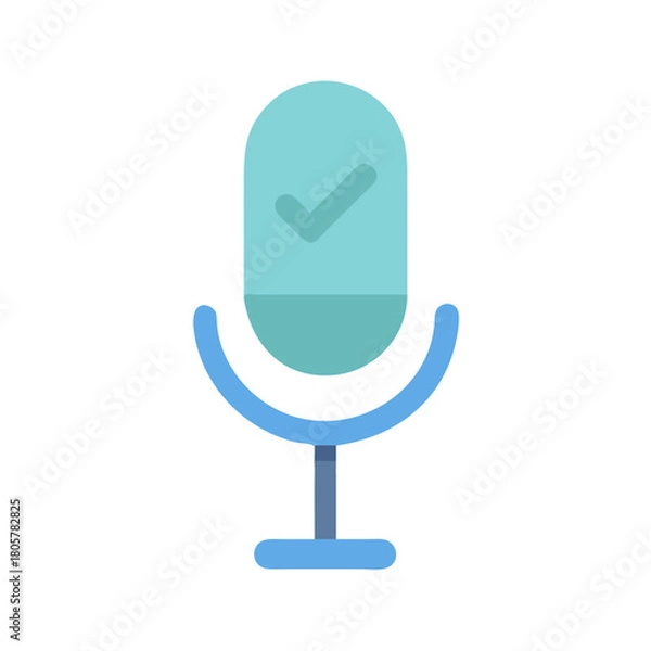 Fototapeta Microphone icon with check mark signifying approved recording