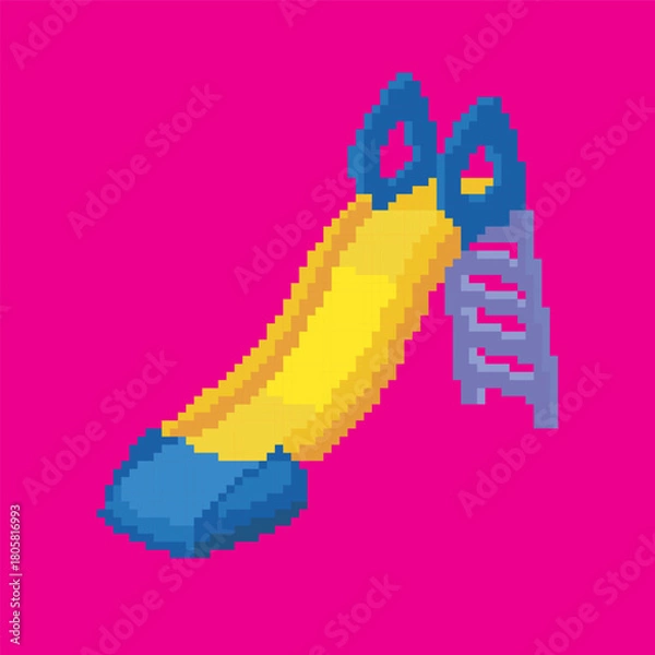 Obraz pixel art slide, vector illustration on isolated background.