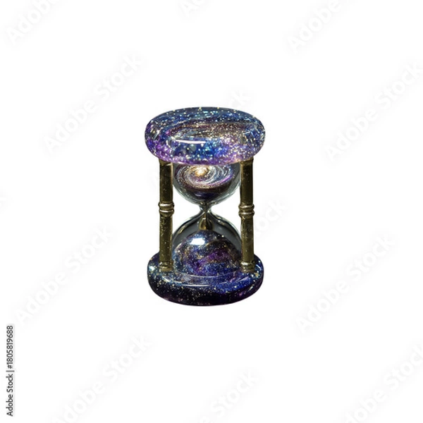 Obraz Timeless elegance meets cosmic wonder, a stunning hourglass filled with swirling galaxies captures the beauty of time and space with shimmering details and celestial colors