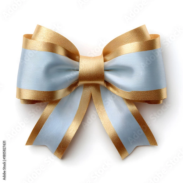 Fototapeta Blue ribbon on white background. Top view of bow
