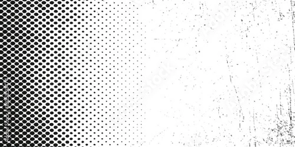 Fototapeta Seamless black and white halftone dot pattern texture vector design illustration backdrop
