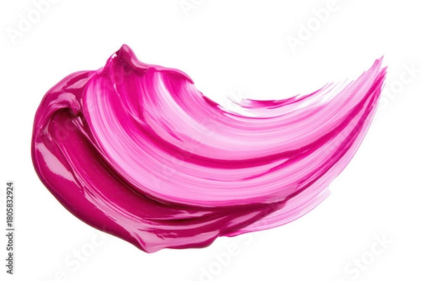Obraz A and dynamic swirl of bright pink paint on a clean white background. the fluidity and texture of the medium. ideal for creative projects or artistic expressions