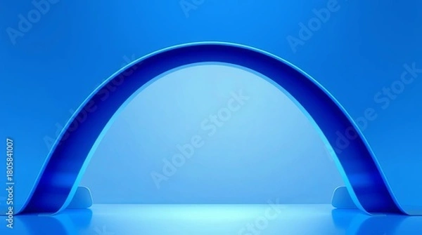 Fototapeta Abstract arched design of curved panels with a gradient blue color scheme background