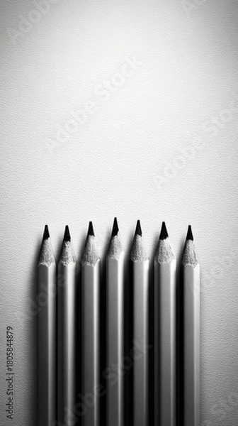 Fototapeta Monochrome Symmetry: Row of Sharpened Pencils on Textured Surface