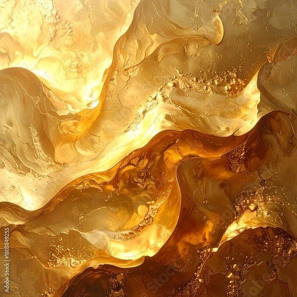 Fototapeta Abstract golden swirls with texture, creating a warm and luxurious visual flow