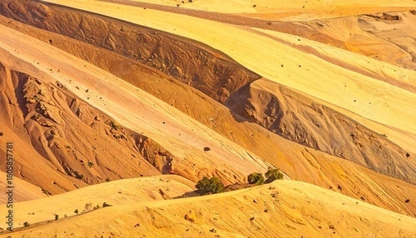 Fototapeta Aerial view of earthy textured hills with varying color