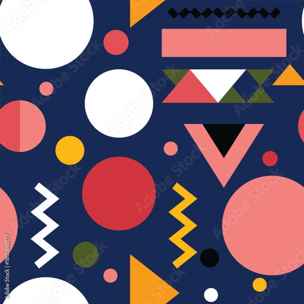 Obraz Eclectic Memphis Geometric Shapes Pattern